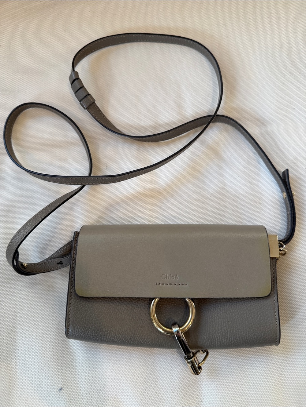 Chloe Gray Faye Leather Crossbody Bag